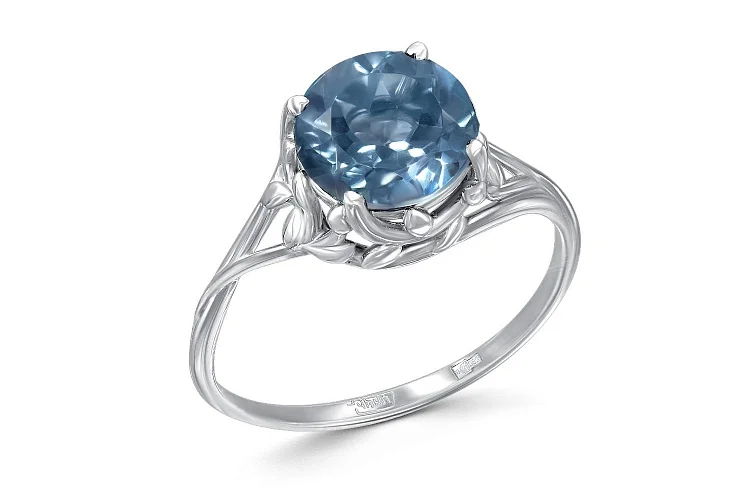 Кольцо из белого золота с топазом лондон