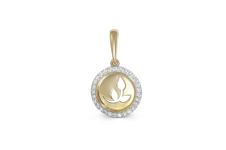 Подвеска Веточка из жёлтого золота с 29 фианитами