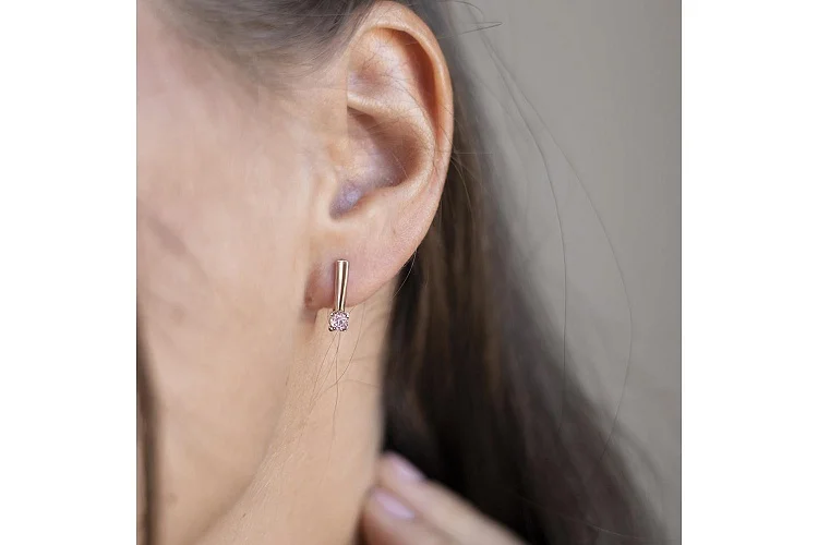 Серьги из красного золота с 2 ситаллами