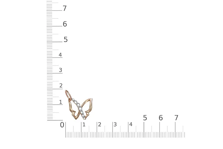 Подвеска Бабочка из красного золота с 7 фианитами