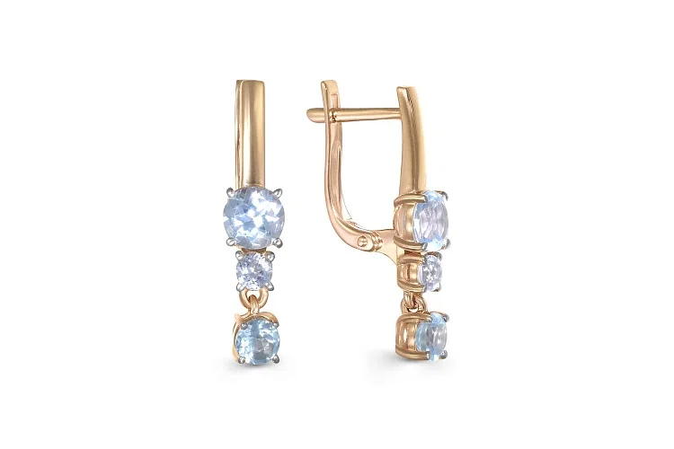 Серьги из красного золота с 6 топазами sky