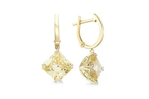 Серьги из жёлтого золота с 2 фианитами