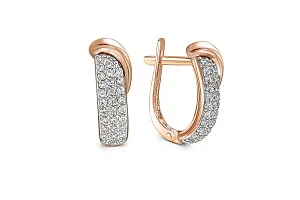 Серьги из красного золота с 60 фианитами
