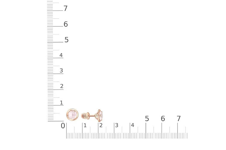 Серьги-пусеты из красного золота с 2 кварцами