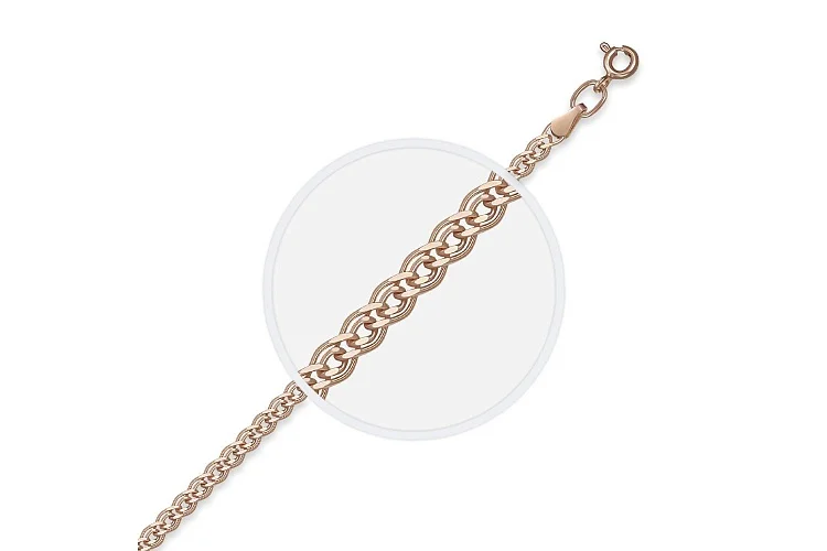 Цепь плетение нонна ⌀ нити 0,60 мм  из красного золота