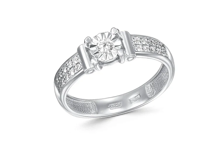 Кольцо из белого золота с 21 бриллиантами