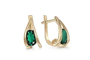 Серьги из жёлтого золота с 2 изумрудами