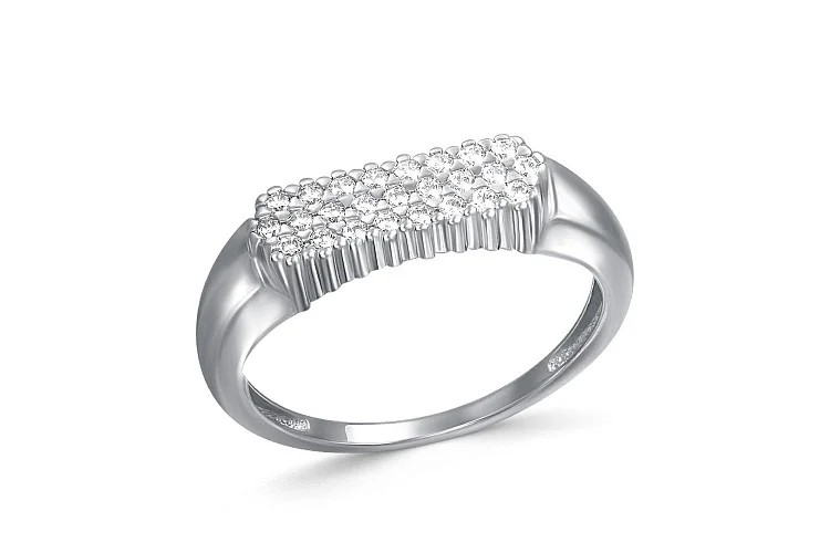 Кольцо из белого золота с 25 фианитами