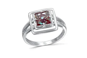 Кольцо из белого золота с александритом