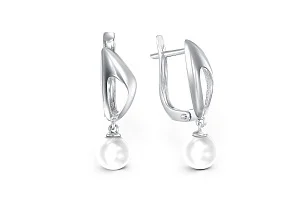 Серьги из белого золота с 2 жемчужинами