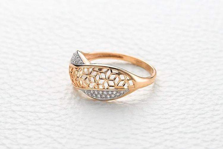 Кольцо Дорожка из красного золота с 30 фианитами