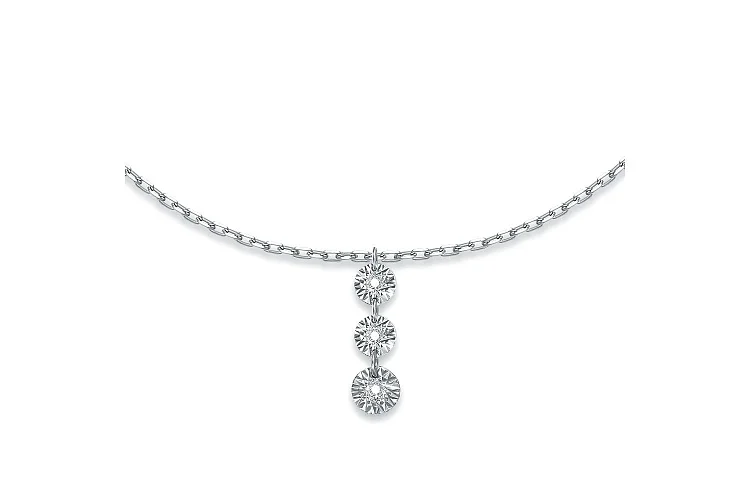 Колье из белого золота с 3 бриллиантами