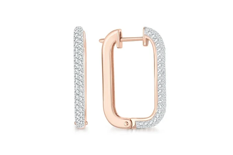 Серьги из красного золота с 186 фианитами