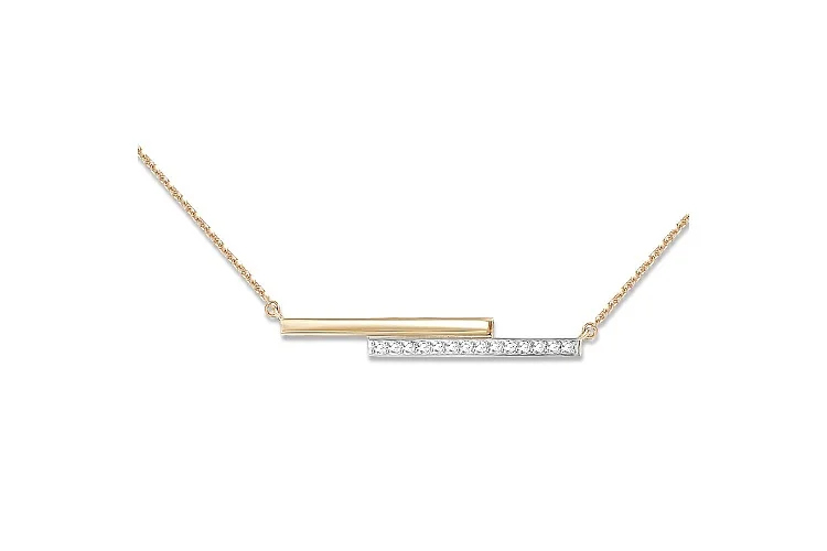 Колье Дорожка из красного золота с 14 фианитами