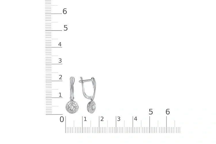 Серьги из белого золота с 36 фианитами
