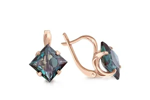 Серьги из красного золота с 2 александритами