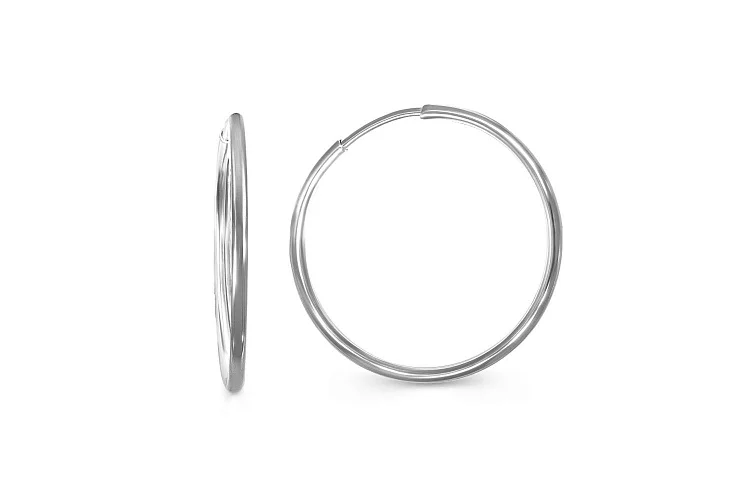 Серьги-конго из белого золота без вставок