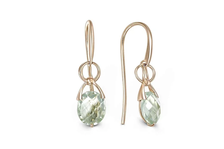 Серьги из красного золота с 2 аметистами