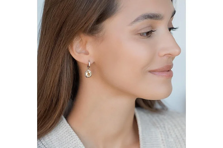 Серьги-трансформеры из красного золота с 2 цитринами