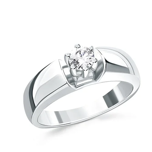 Кольцо из белого золота с муассанитом