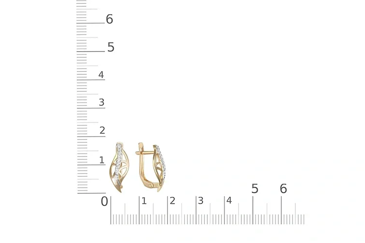 Серьги из жёлтого золота с 16 фианитами