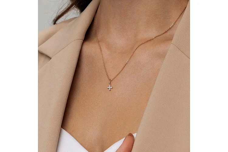 Крест Крест из красного золота с 9 фианитами