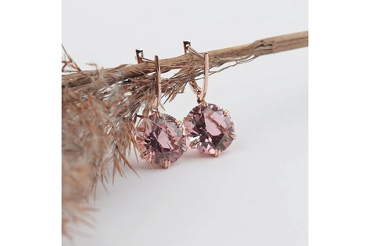 Серьги из красного золота с 2 ситаллами