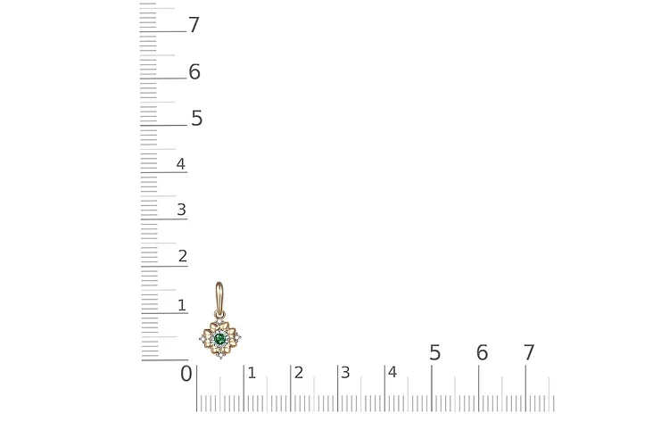 Подвеска Цветок из жёлтого золота с изумрудом и 4 бриллиантами