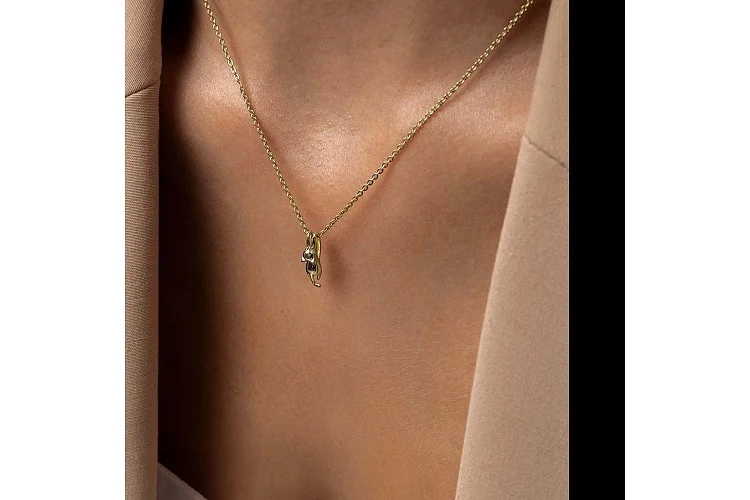 Подвеска Кошка из жёлтого золота без вставок