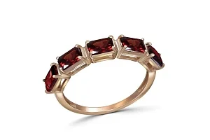 Кольцо Дорожка из красного золота с 5 гранатами