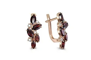 Серьги из красного золота с 10 гранатами и 8 фианитами