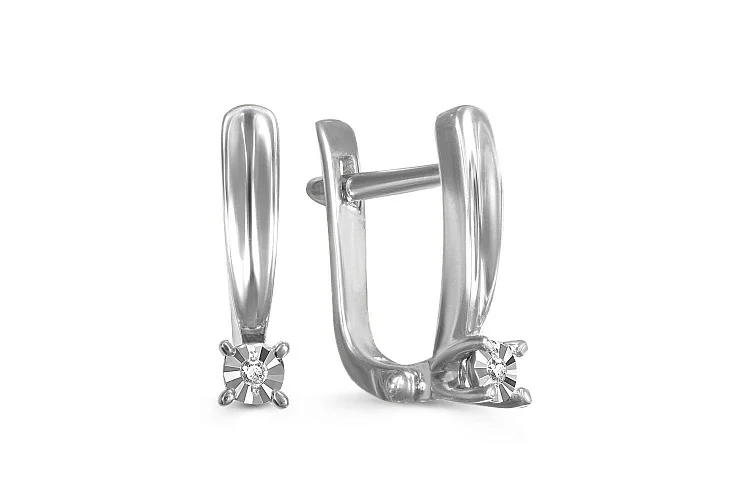 Серьги из белого золота с 2 бриллиантами