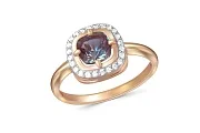 Кольцо из красного золота с александритом и 24 фианитами
