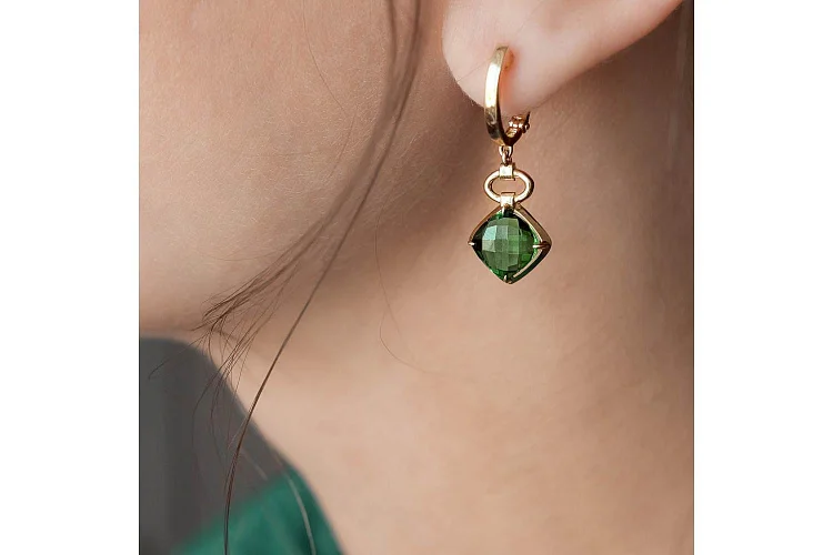 Серьги из жёлтого золота с 2 кварцами