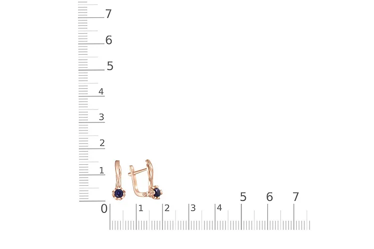 Серьги из красного золота с 2 сапфирами