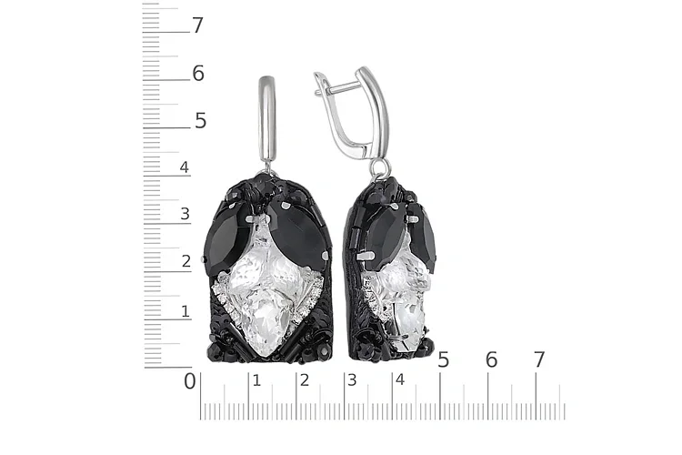 Бижутерные серьги Бисер черно-белый