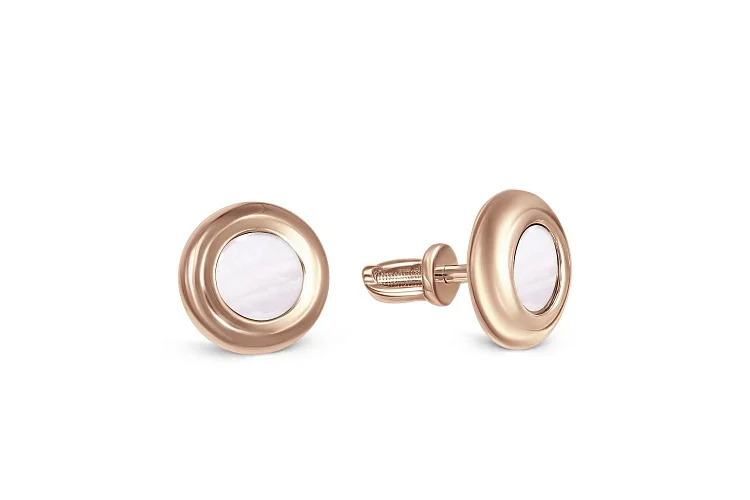 Серьги-пусеты из красного золота с перламутром
