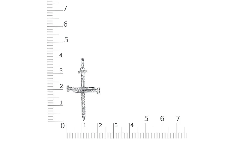 Подвеска Крест из белого золота с 65 фианитами