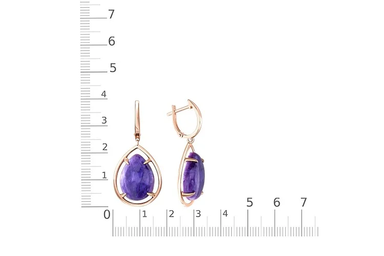 Серьги из красного золота с 2 чароитами