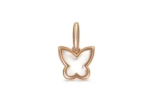 Детская подвеска Бабочка из красного золота с перламутром
