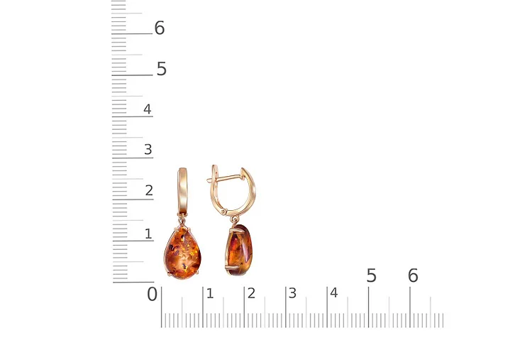 Серьги из красного золота с янтарём