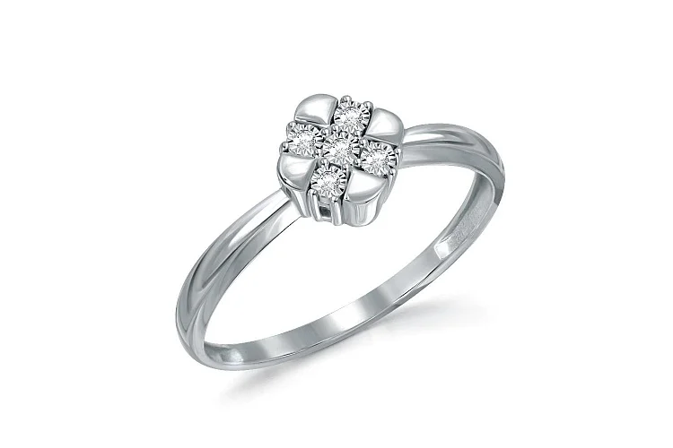 Кольцо из белого золота с 5 бриллиантами
