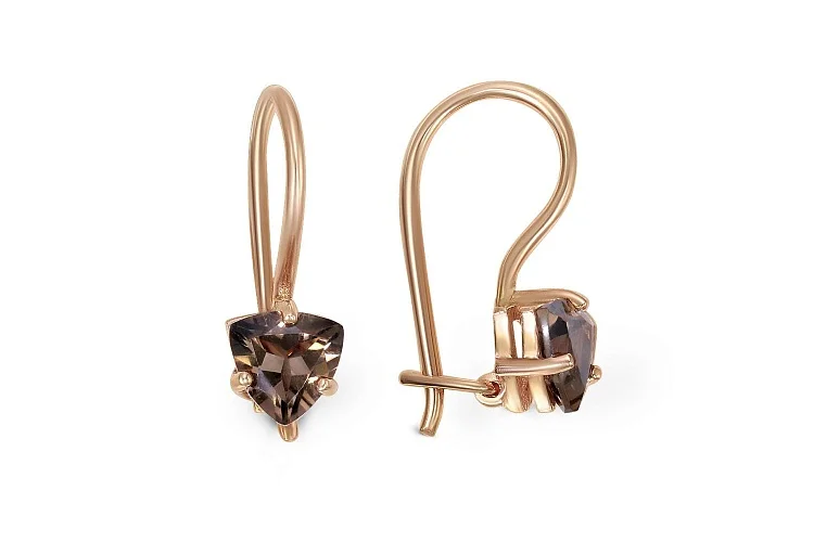 Детские серьги из красного золота с 2 раухтопазами