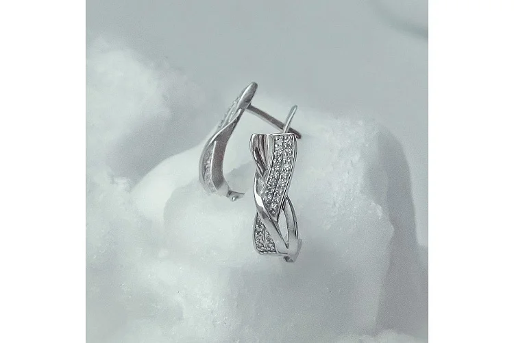 Серьги из белого золота с 50 бриллиантами