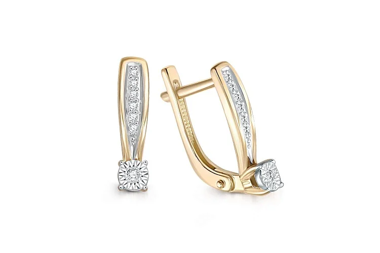 Серьги из жёлтого золота с 14 бриллиантами