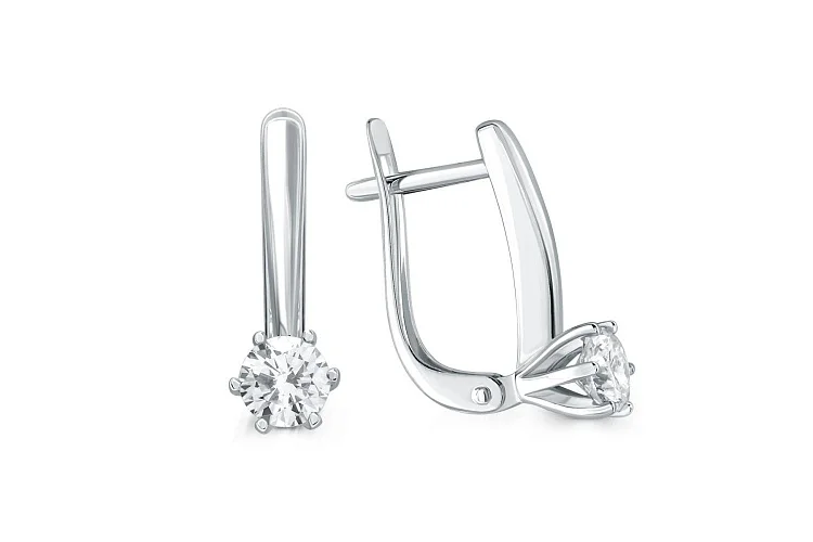 Серьги из белого золота с 2 выращенными бриллиантами