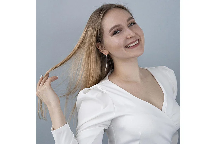 Серьги протяжки из белого золота без вставок