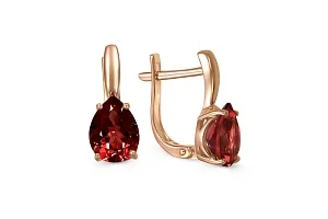 Серьги из красного золота с 2 гранатами