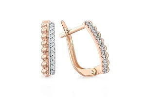 Серьги из красного золота с 24 фианитами