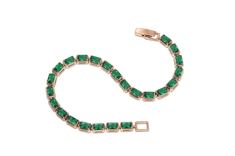 Браслет Дорожка из красного золота с 24 изумрудами